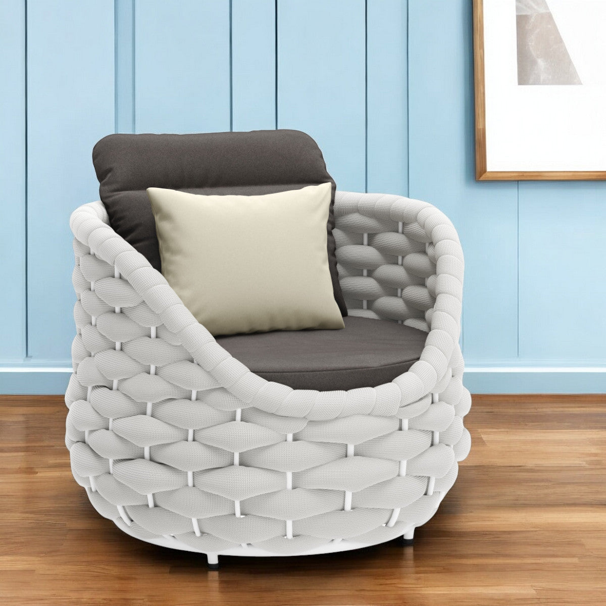 Gray & White Fabric Club Chair