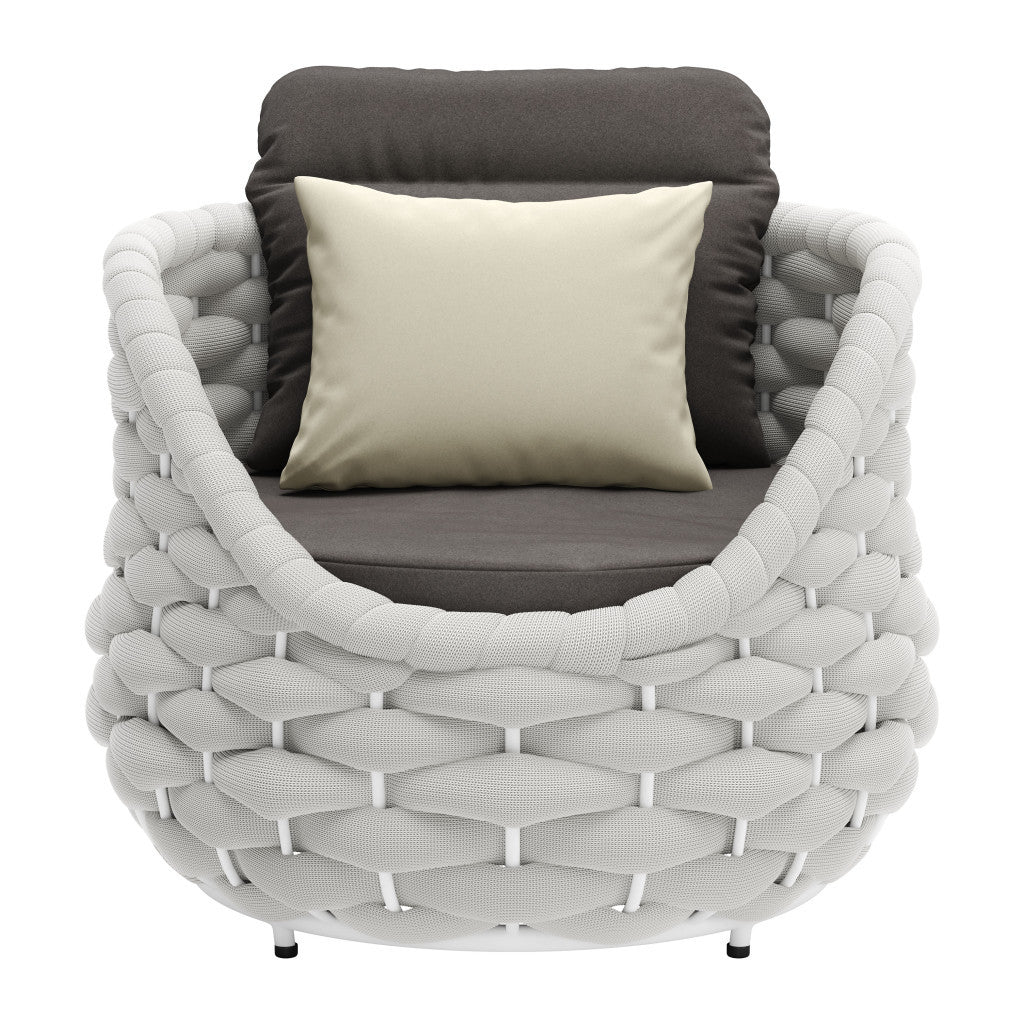 Gray & White Fabric Club Chair