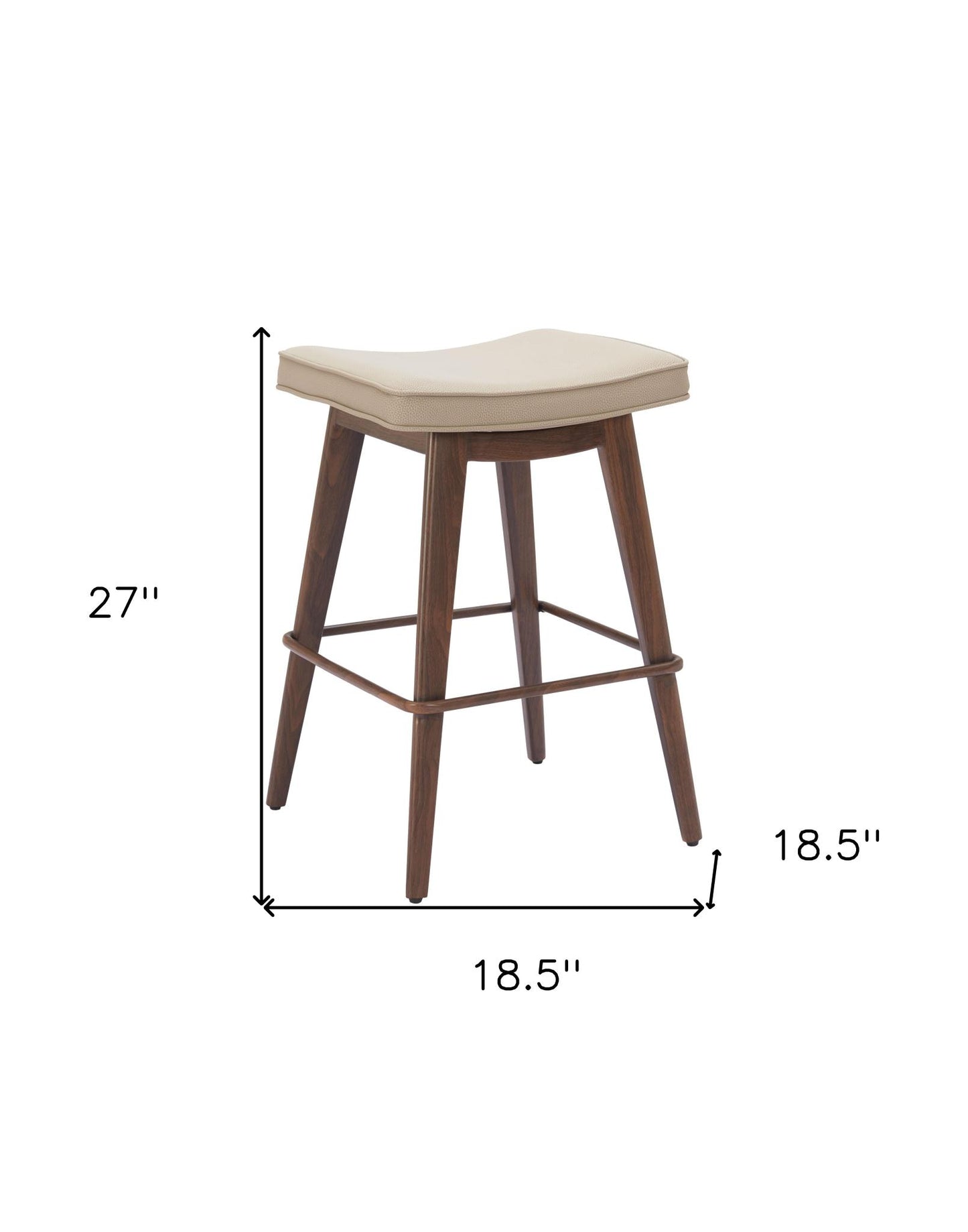 Beige & Walnut Faux Leather & Steel Backless Counter Height Bar Chairs - Set of 2