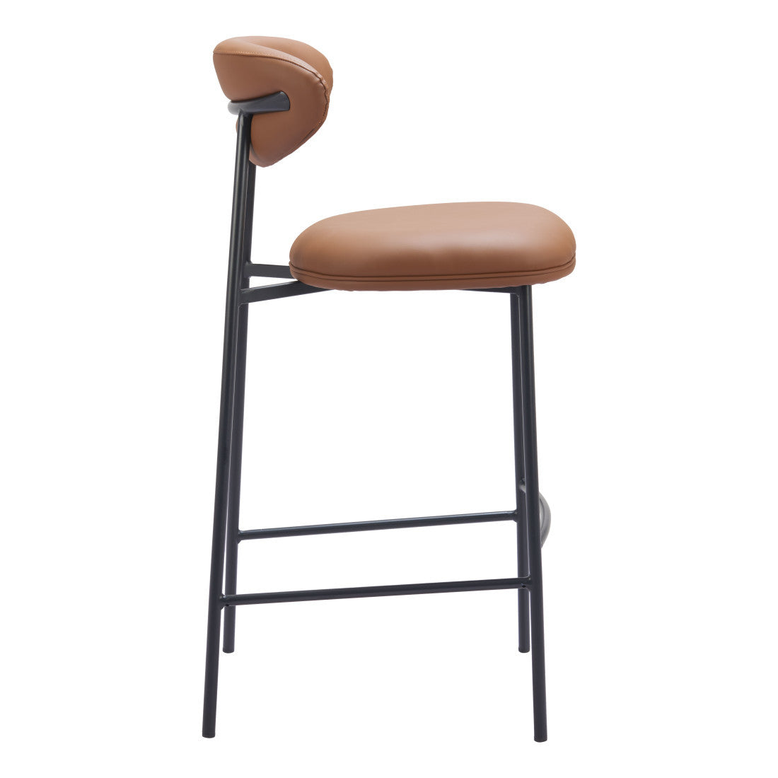 Brown & Black Faux Leather & Steel Low Back Bar Height Bar Chairs - Set of 2