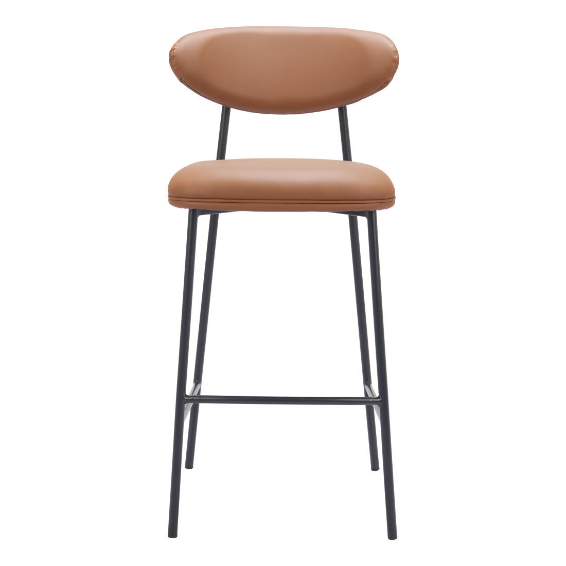 Brown & Black Faux Leather & Steel Low Back Bar Height Bar Chairs - Set of 2
