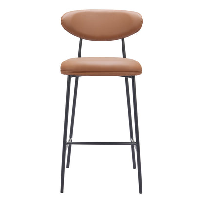 Brown & Black Faux Leather & Steel Low Back Bar Height Bar Chairs - Set of 2