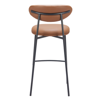 Brown & Black Faux Leather & Steel Low Back Bar Height Bar Chairs - Set of 2
