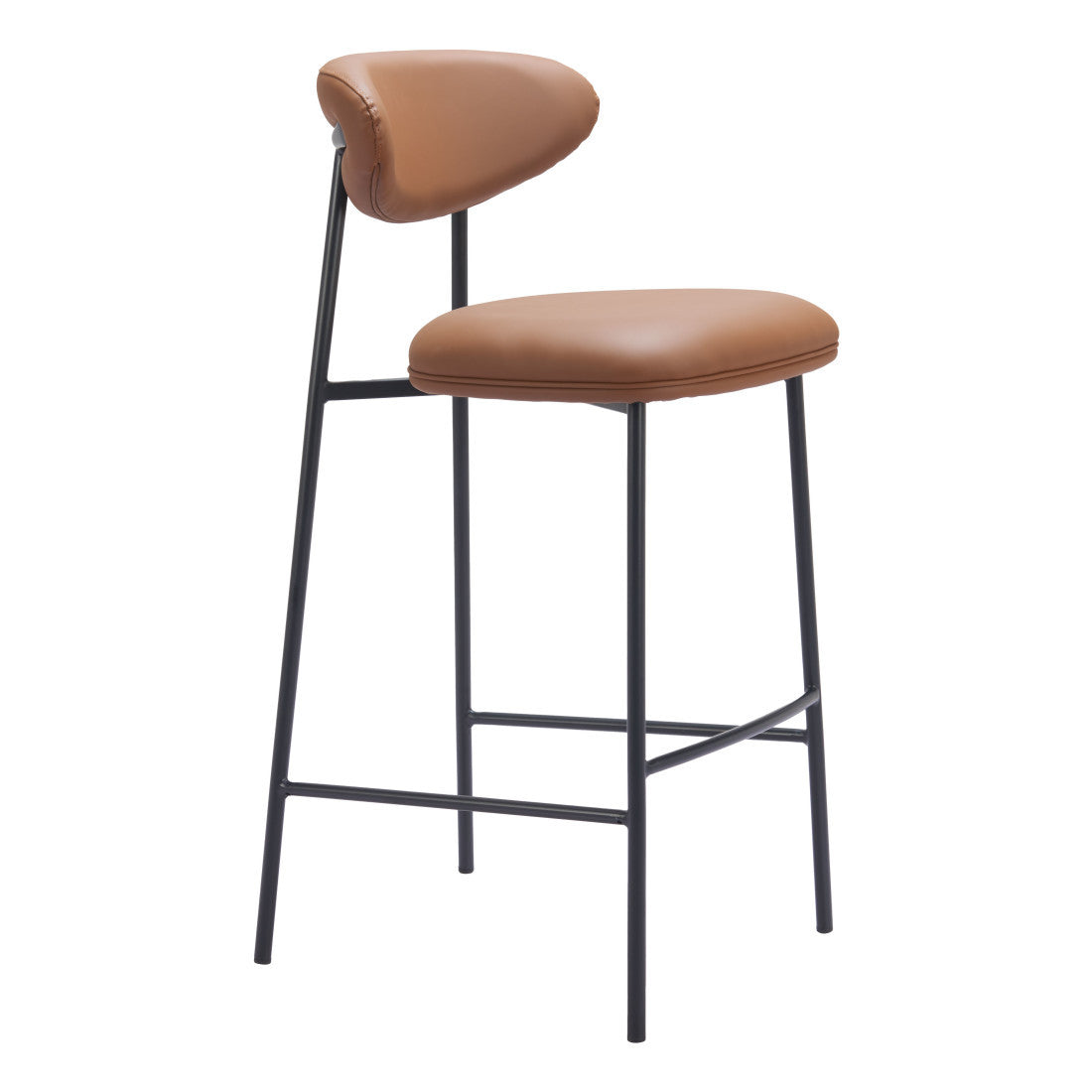 Cordelia Brown & Black Faux Leather & Steel Low Back Bar Height Bar Chairs - Set of 2