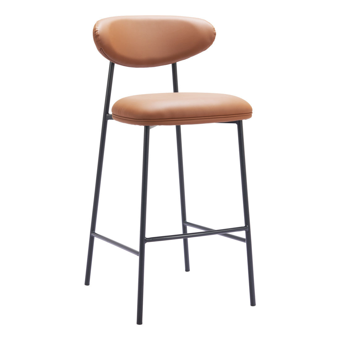 Brown & Black Faux Leather & Steel Low Back Bar Height Bar Chairs - Set of 2