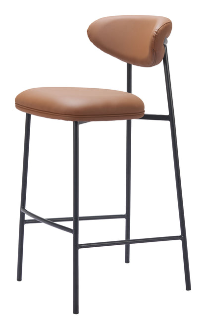 Brown & Black Faux Leather & Steel Low Back Bar Height Bar Chairs - Set of 2