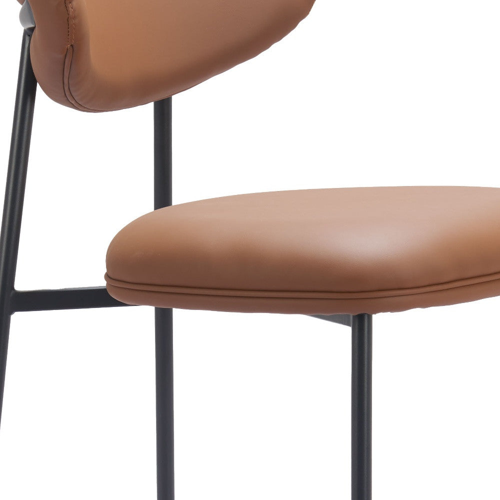 Brown & Black Faux Leather & Steel Low Back Bar Height Bar Chairs - Set of 2