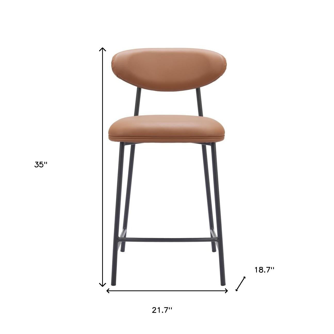 Brown & Black Faux Leather & Steel Low Back Counter Height Bar Chairs - Set of 2