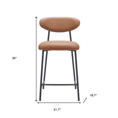 Brown & Black Faux Leather & Steel Low Back Counter Height Bar Chairs - Set of 2