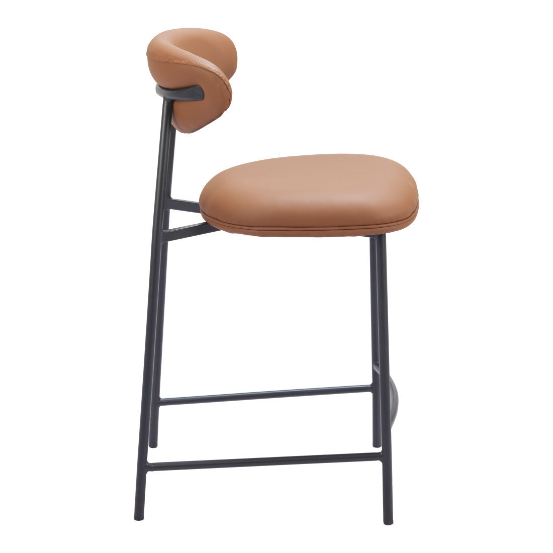 Brown & Black Faux Leather & Steel Low Back Counter Height Bar Chairs - Set of 2