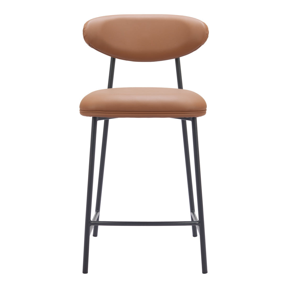 Brown & Black Faux Leather & Steel Low Back Counter Height Bar Chairs - Set of 2