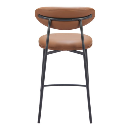 Brown & Black Faux Leather & Steel Low Back Counter Height Bar Chairs - Set of 2