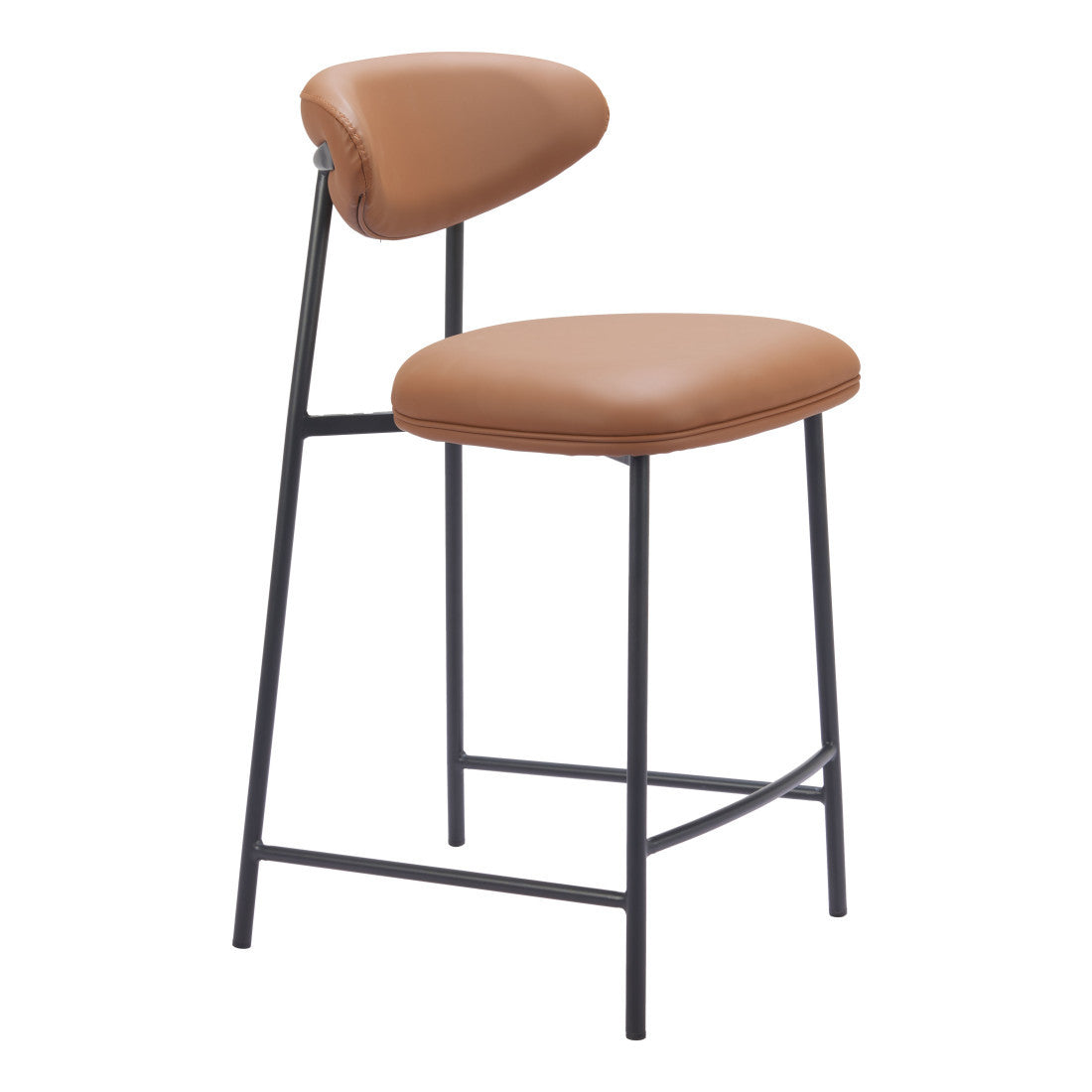 Osborne Brown & Black Faux Leather & Steel Low Back Counter Height Bar Chairs - Set of 2