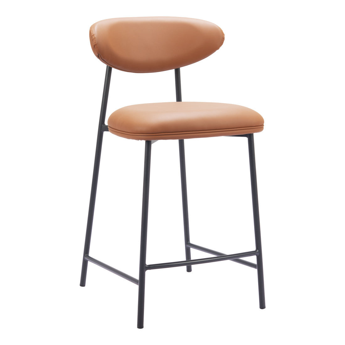 Brown & Black Faux Leather & Steel Low Back Counter Height Bar Chairs - Set of 2