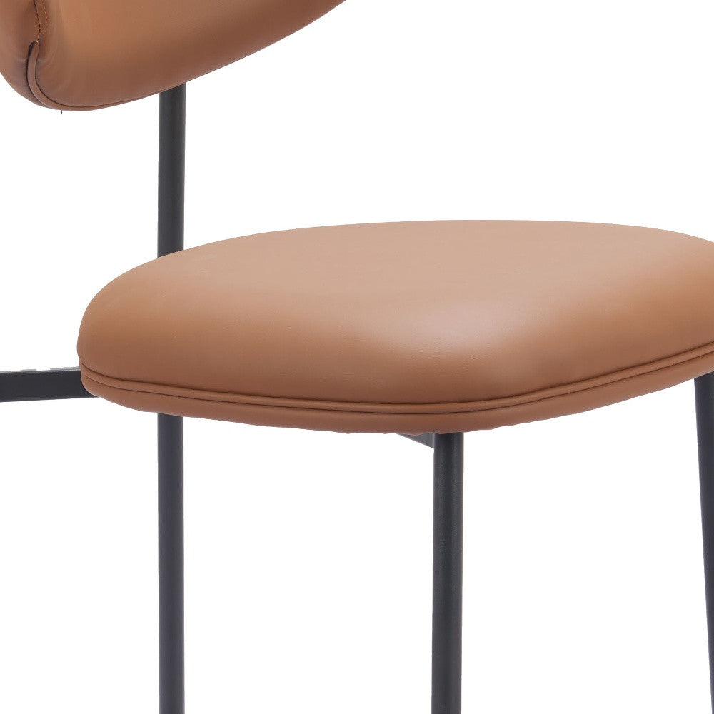 Brown & Black Faux Leather & Steel Low Back Counter Height Bar Chairs - Set of 2