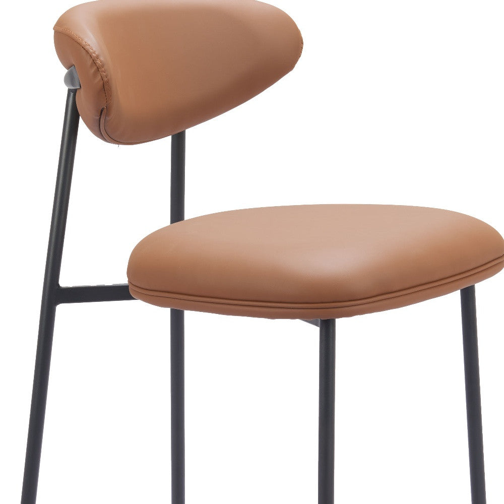 Brown & Black Faux Leather & Steel Low Back Counter Height Bar Chairs - Set of 2