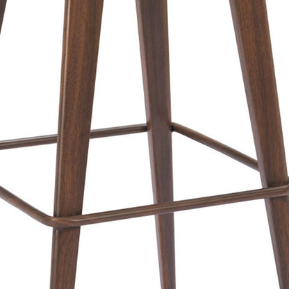 Taupe & Walnut Faux Leather & Steel Backless Bar Height Bar Chairs - Set of 2