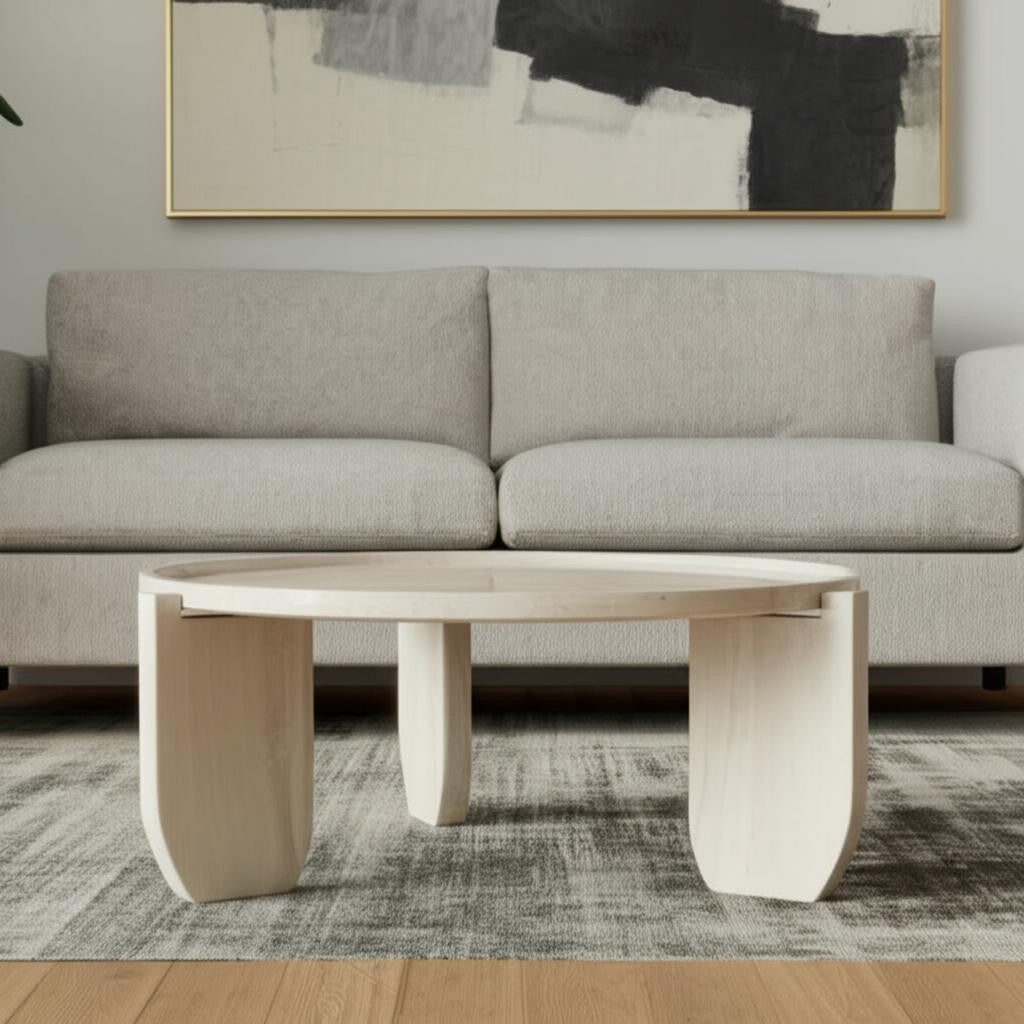 Natural Genuine Marble & Marble Round Coffee Table image 1