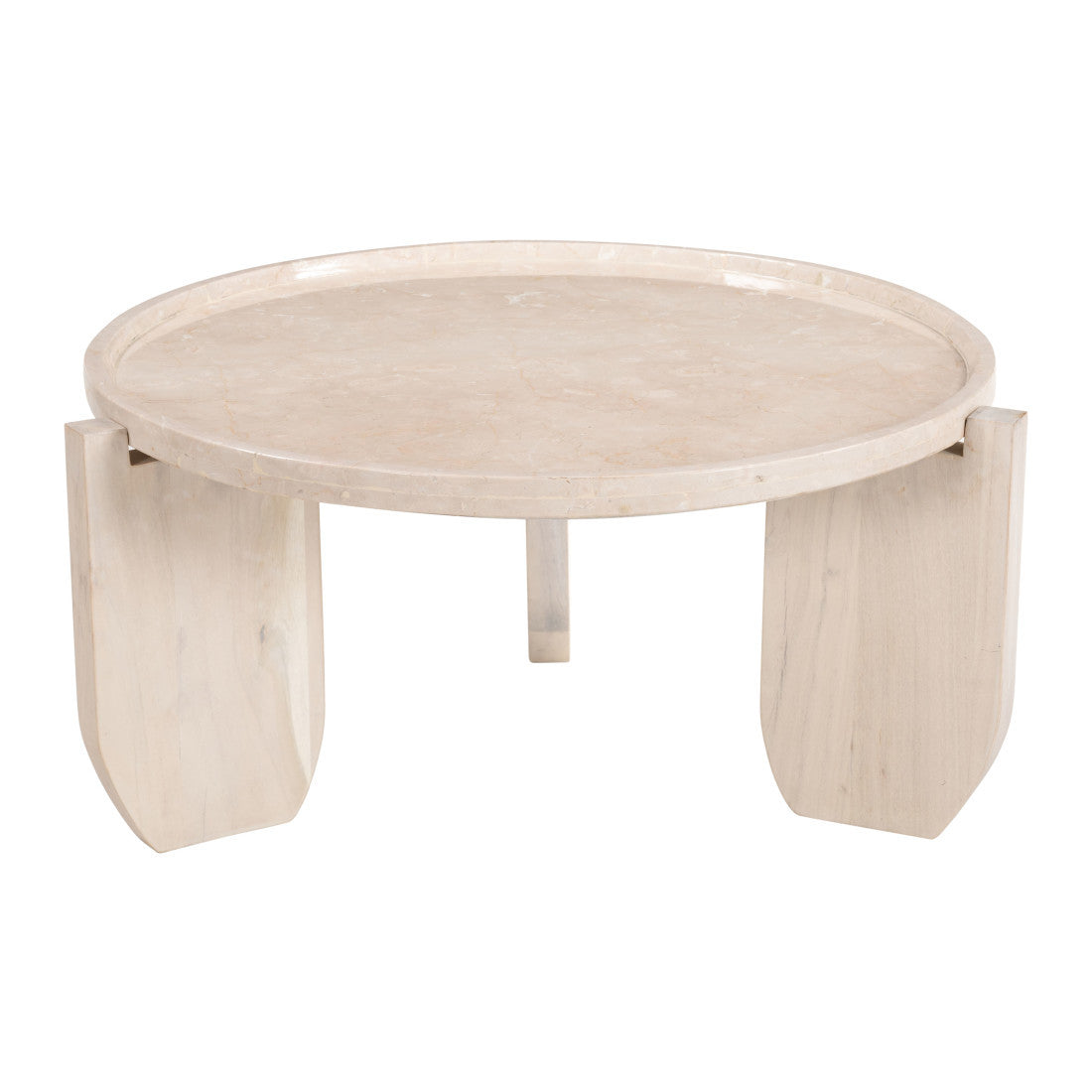 Natural Genuine Marble & Marble Round Coffee Table image 4