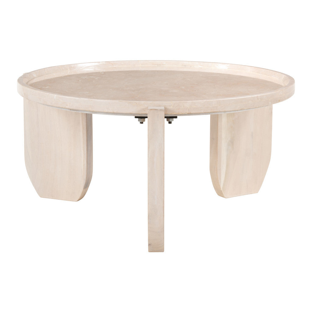 Natural Genuine Marble & Marble Round Coffee Table image 2