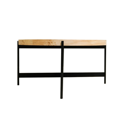Natural & Black Wood & Iron Round Coffee Table image 4
