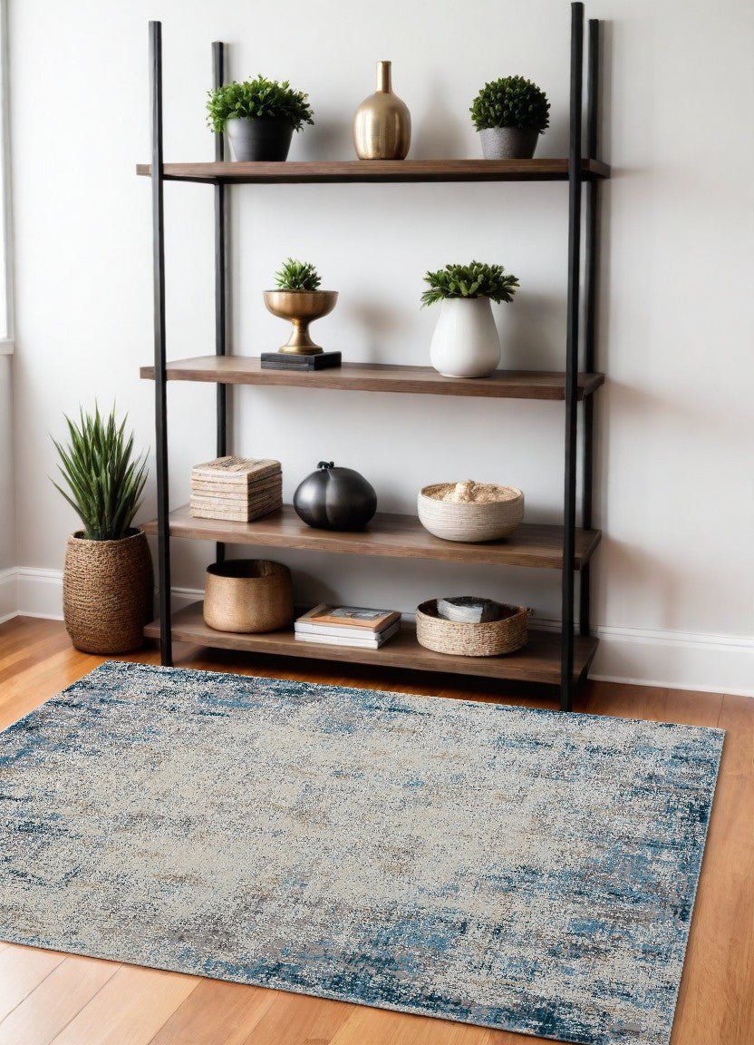 4 x 6 Gray & Blue Rug