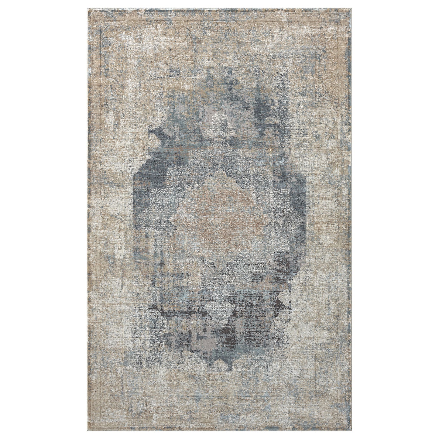 4 x 6 Beige & Gray Medallion Rug