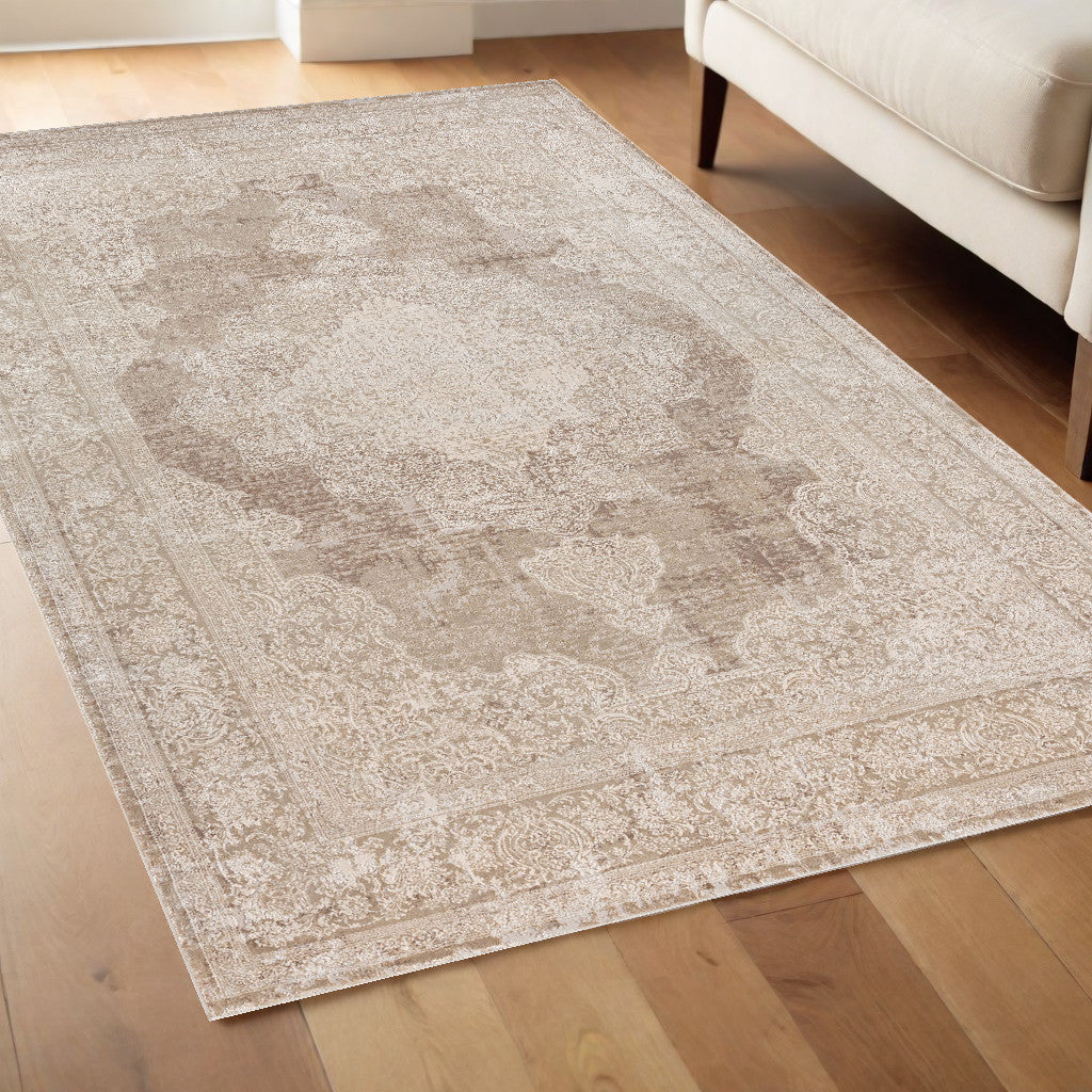 4 x 6 Beige & Ivory Medallion Rug