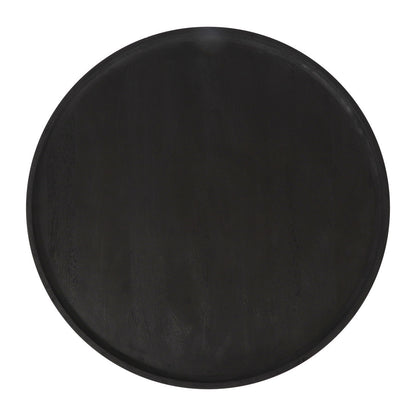 Black Solid Wood Round Pedestal Coffee Table image 3