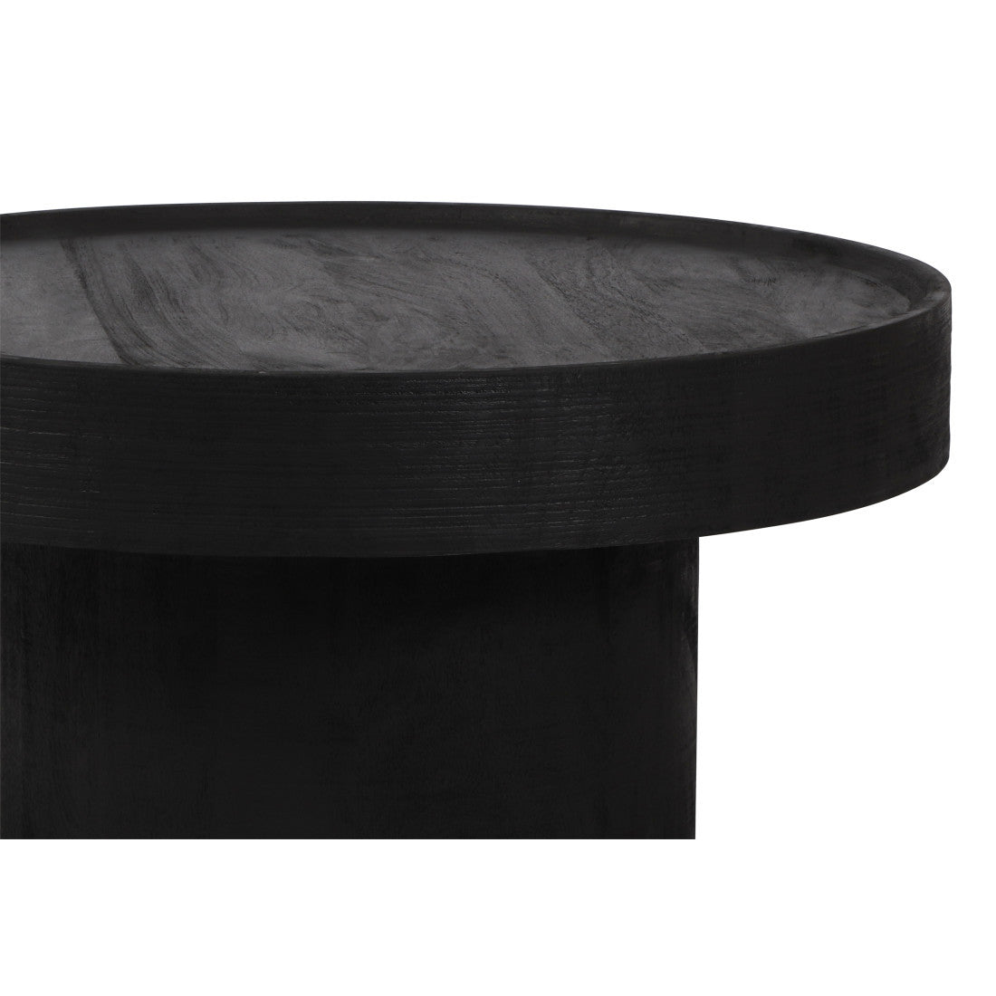 Black Solid Wood Round Pedestal Coffee Table image 5