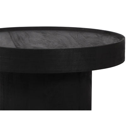 Black Solid Wood Round Pedestal Coffee Table image 5