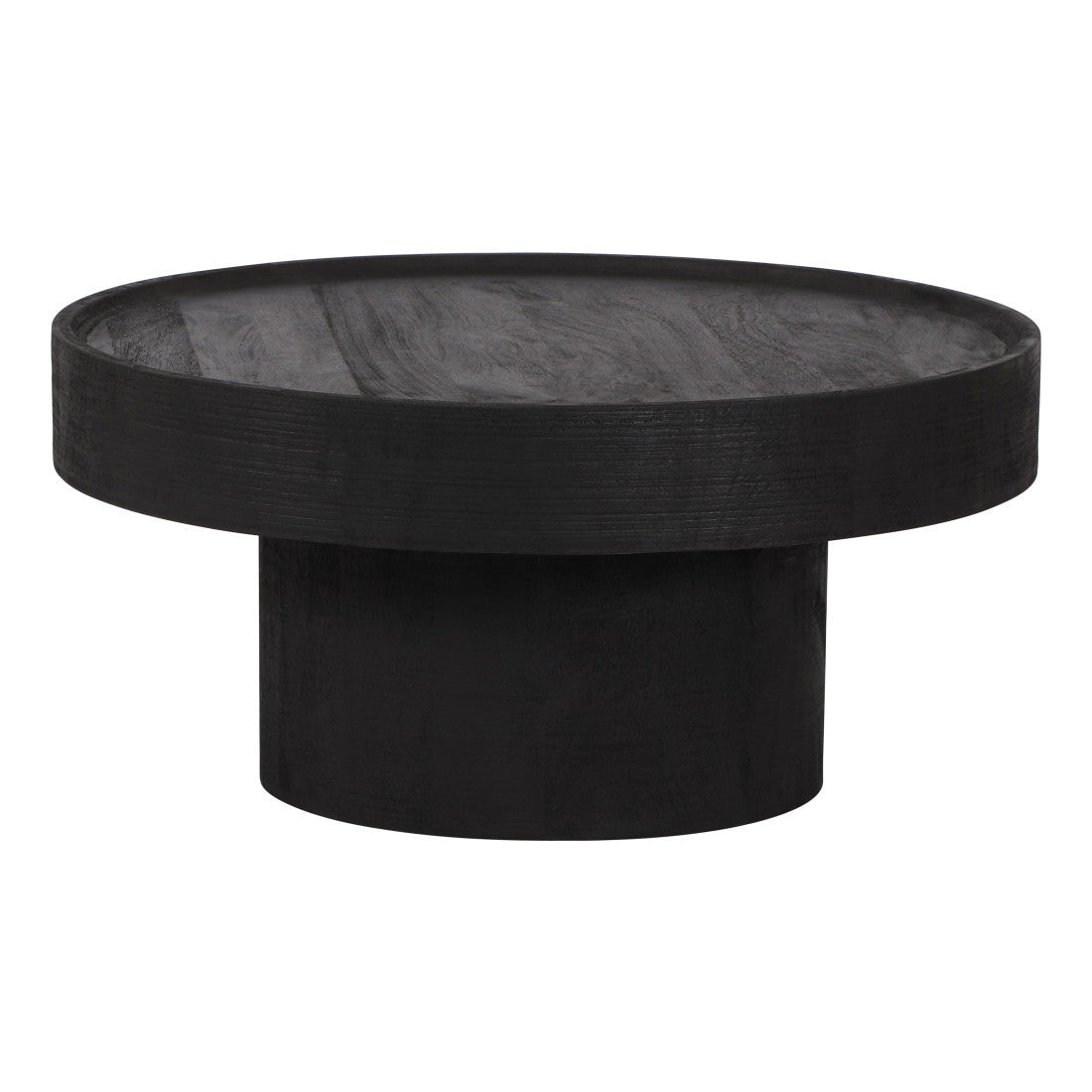 Black Solid Wood Round Pedestal Coffee Table image 4