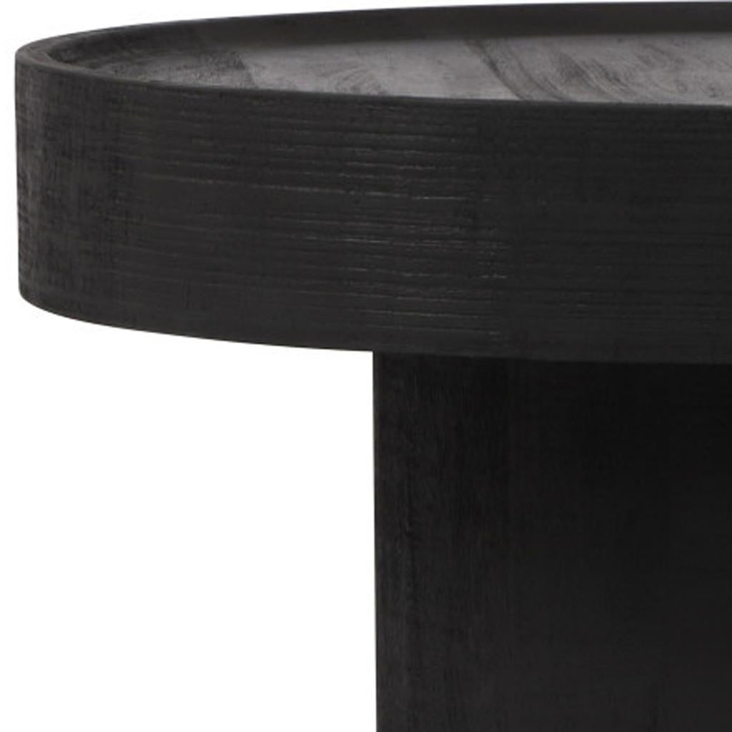 Black Solid Wood Round Pedestal Coffee Table image 6