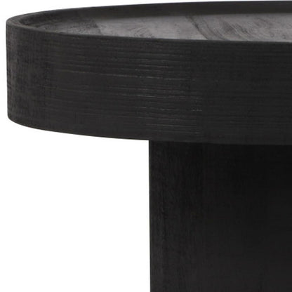 Black Solid Wood Round Pedestal Coffee Table image 6