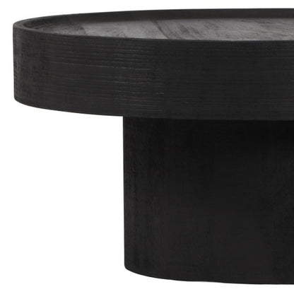 Black Solid Wood Round Pedestal Coffee Table image 7