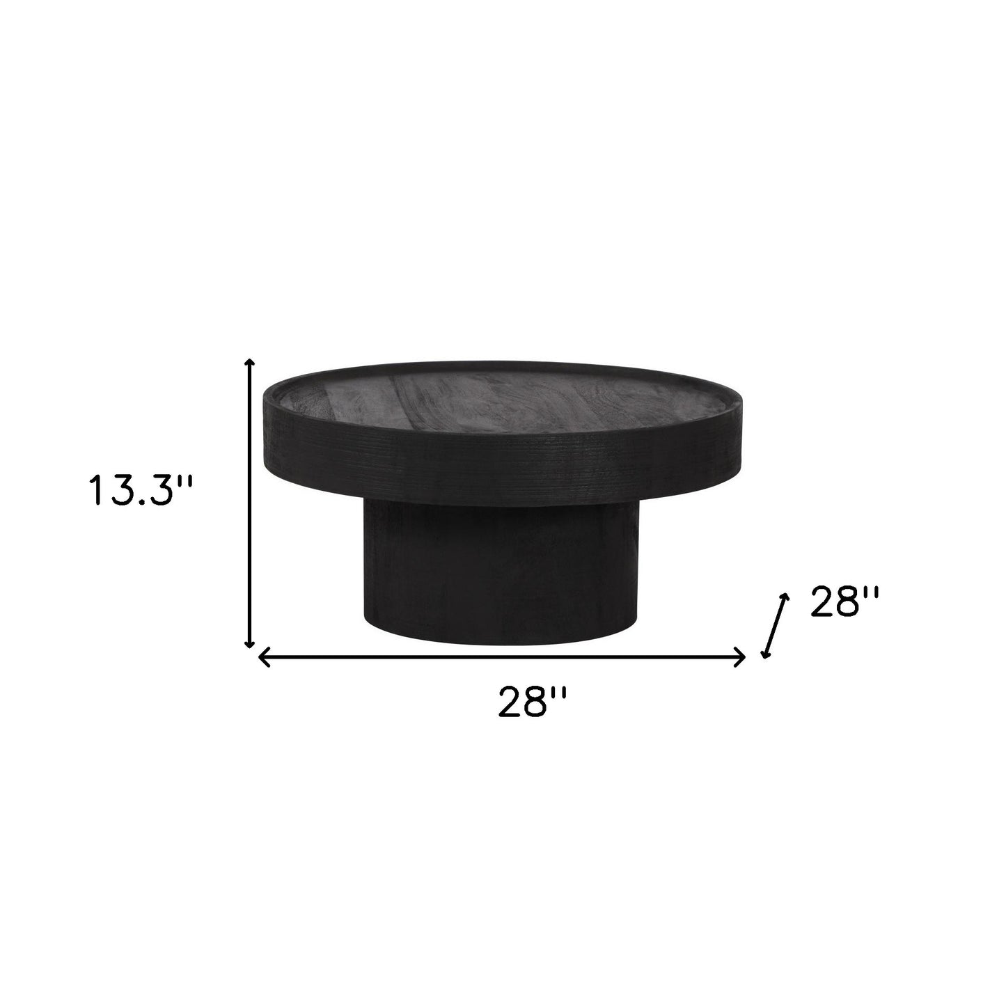 Black Solid Wood Round Pedestal Coffee Table image 8