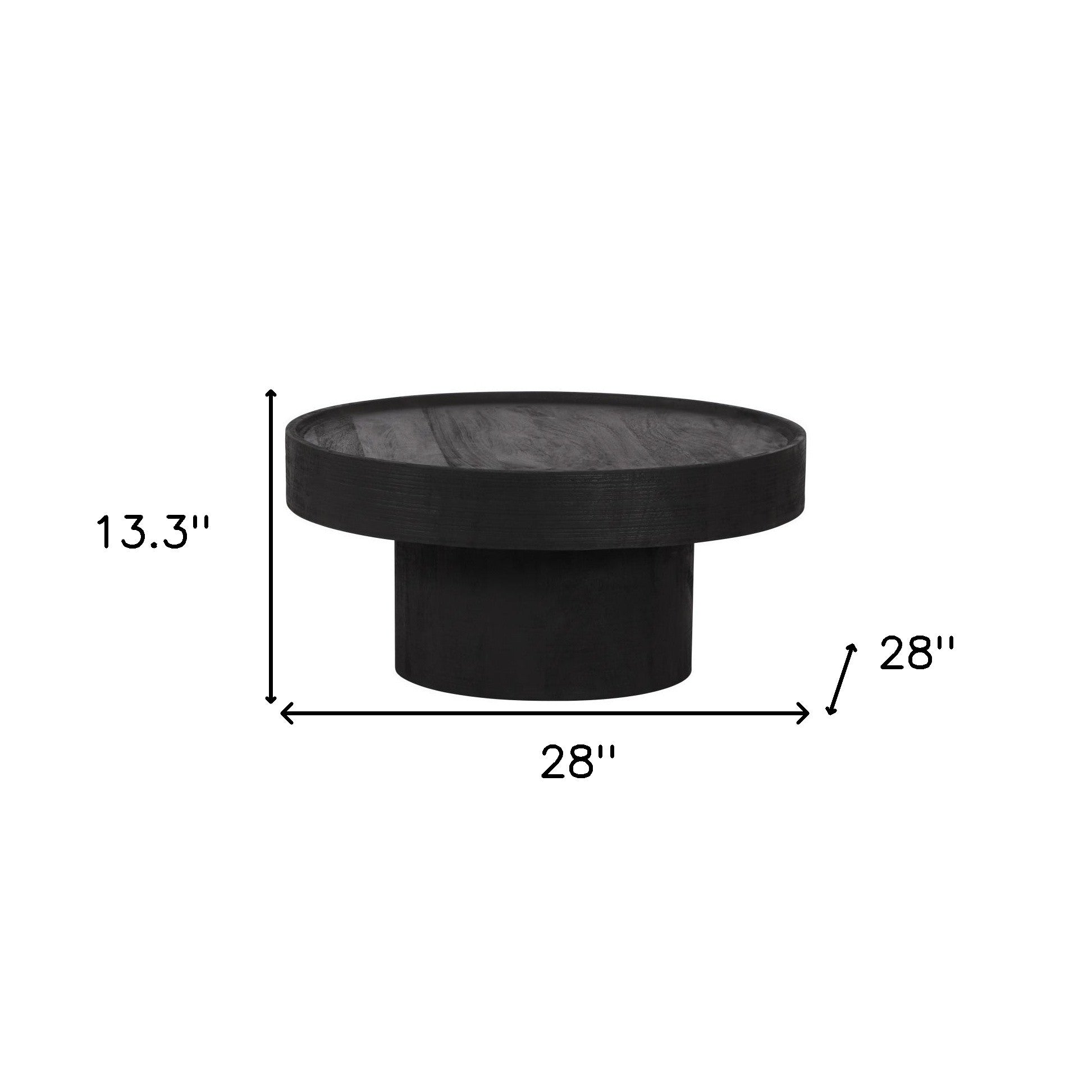 Black Solid Wood Round Pedestal Coffee Table image 8