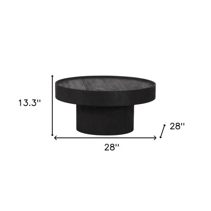 Black Solid Wood Round Pedestal Coffee Table image 8