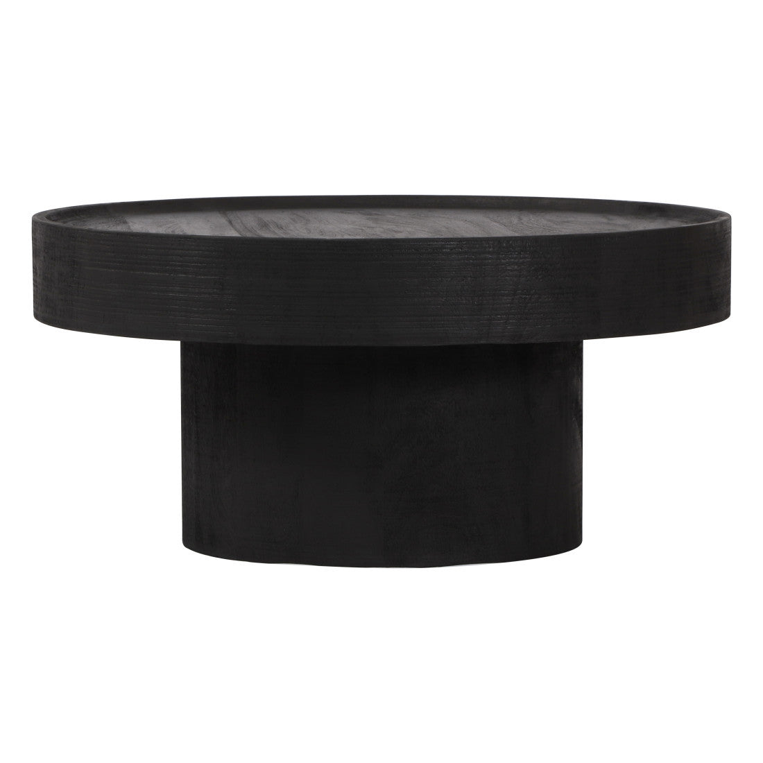 Black Solid Wood Round Pedestal Coffee Table image 2