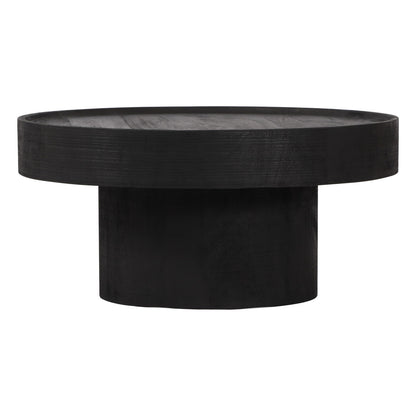 Black Solid Wood Round Pedestal Coffee Table image 2