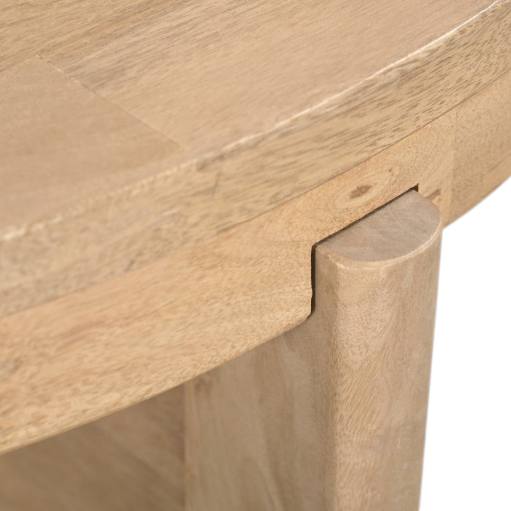 Natural Solid Wood Round Cross Legs Coffee Table image 9
