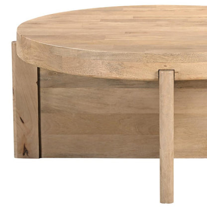 Natural Solid Wood Round Cross Legs Coffee Table image 7