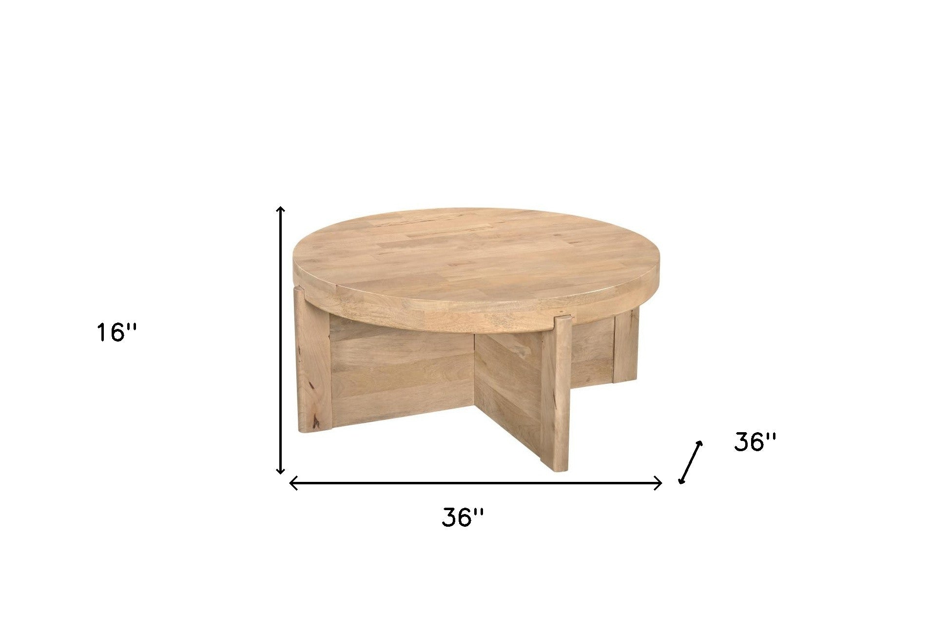 Natural Solid Wood Round Cross Legs Coffee Table image 8