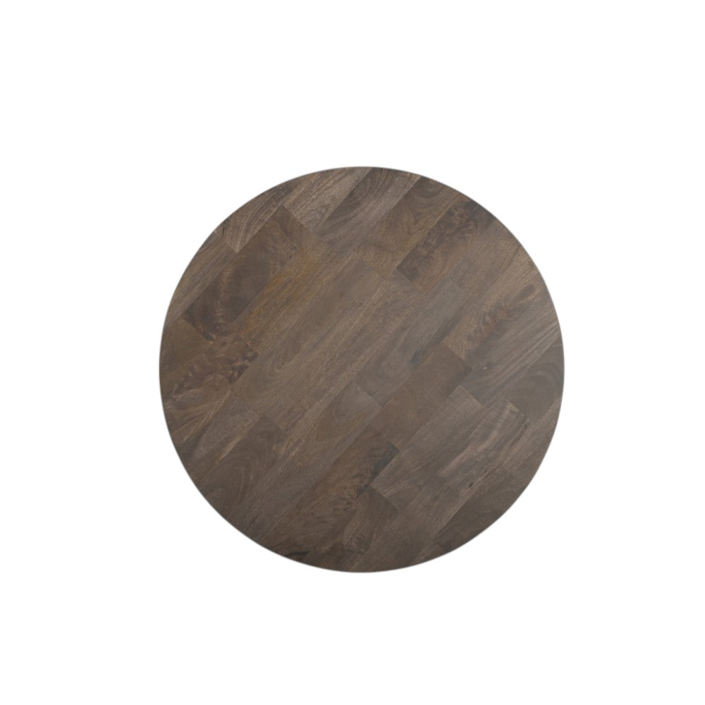 Brown Solid Wood Round Cross Legs Coffee Table image 4