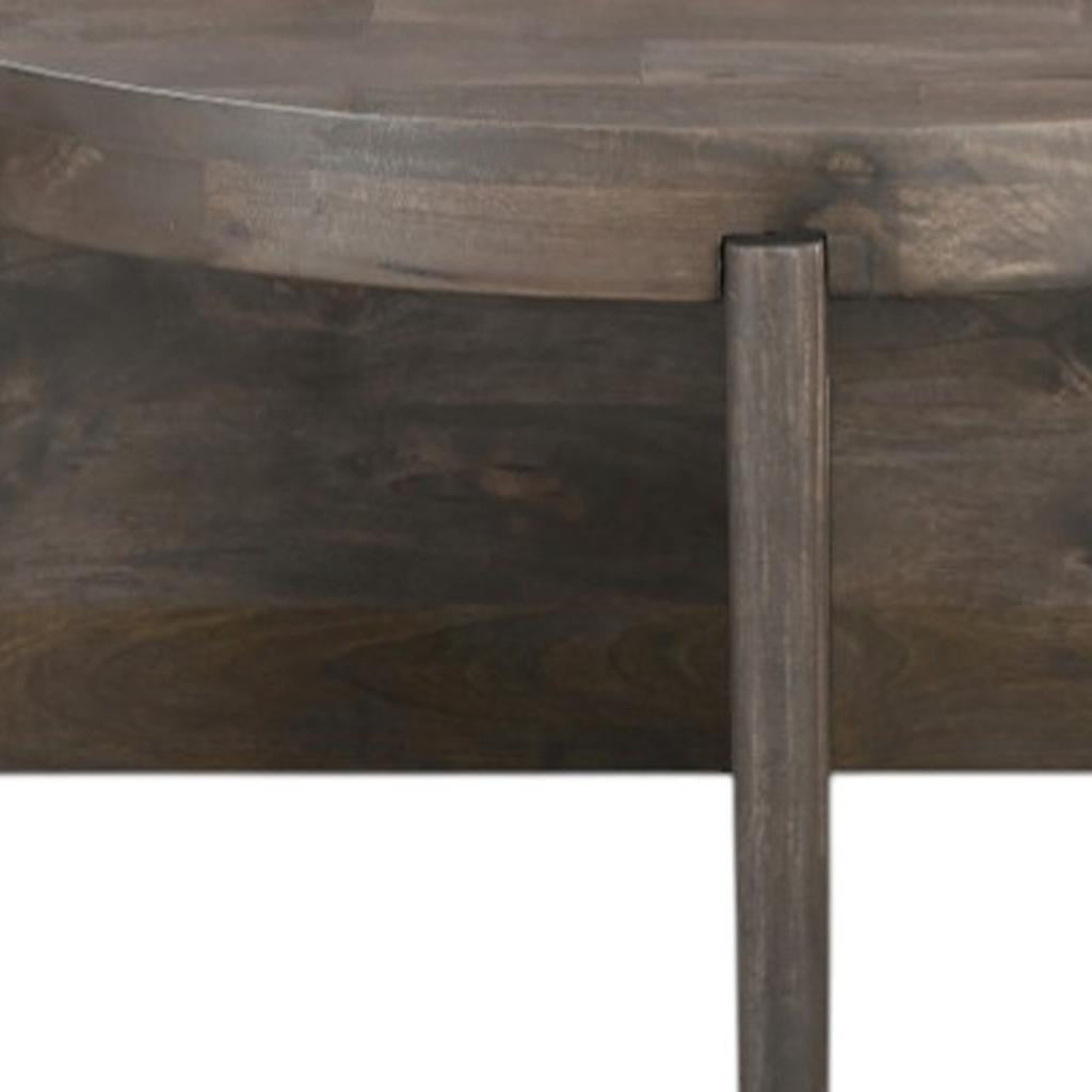 Brown Solid Wood Round Cross Legs Coffee Table image 7