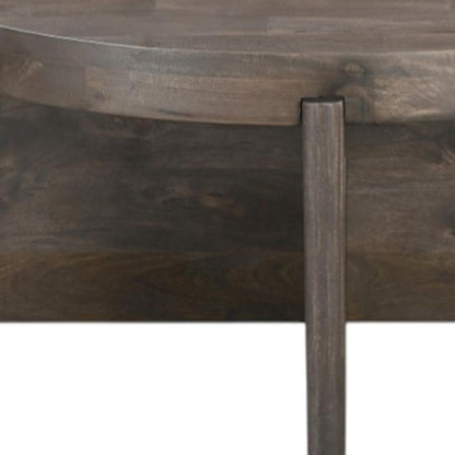 Brown Solid Wood Round Cross Legs Coffee Table image 7