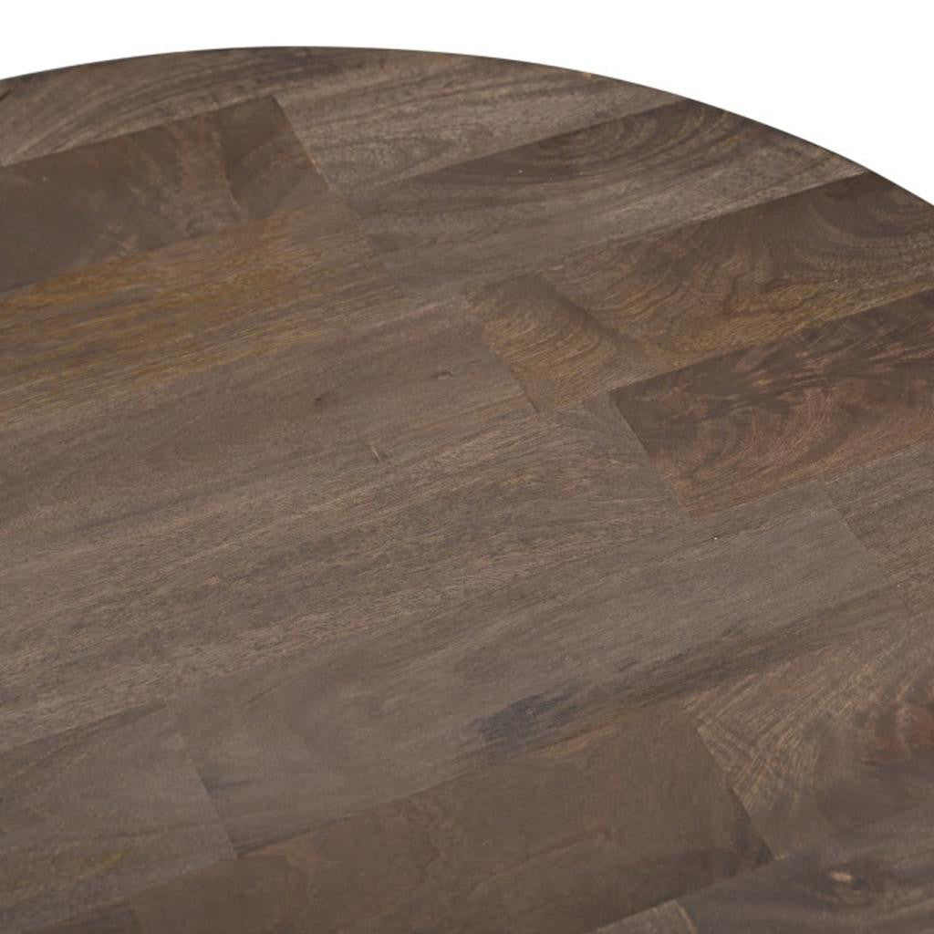 Brown Solid Wood Round Cross Legs Coffee Table image 8