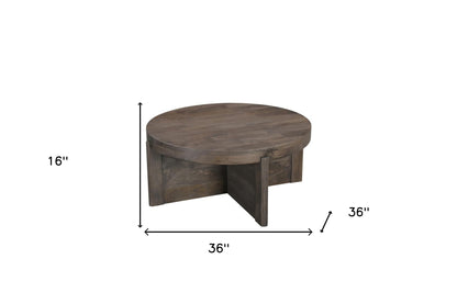 Brown Solid Wood Round Cross Legs Coffee Table image 9
