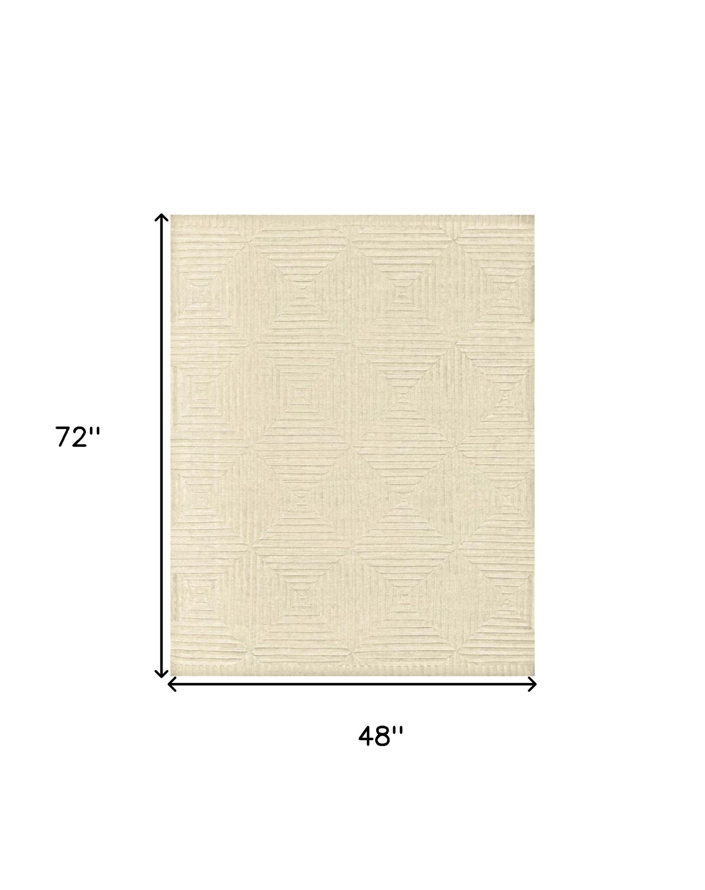 4 x 6 Ivory Wool Geometric Hand Knotted Rug