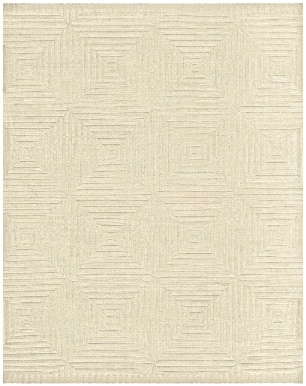 4 x 6 Ivory Wool Geometric Hand Knotted Rug